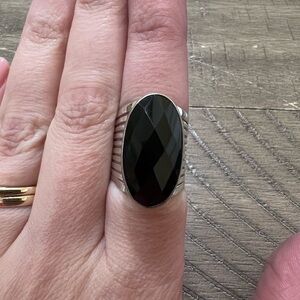 Sterling Silver With Black Stone Size 6.5 Ring